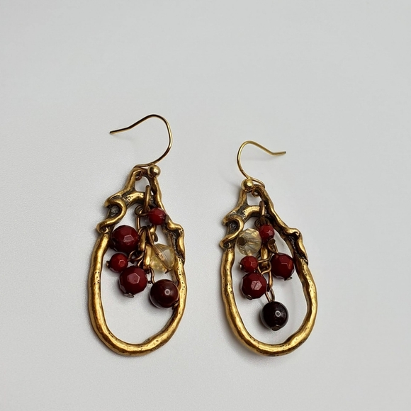 Gold and Red Earrings - Picture 10 of 14